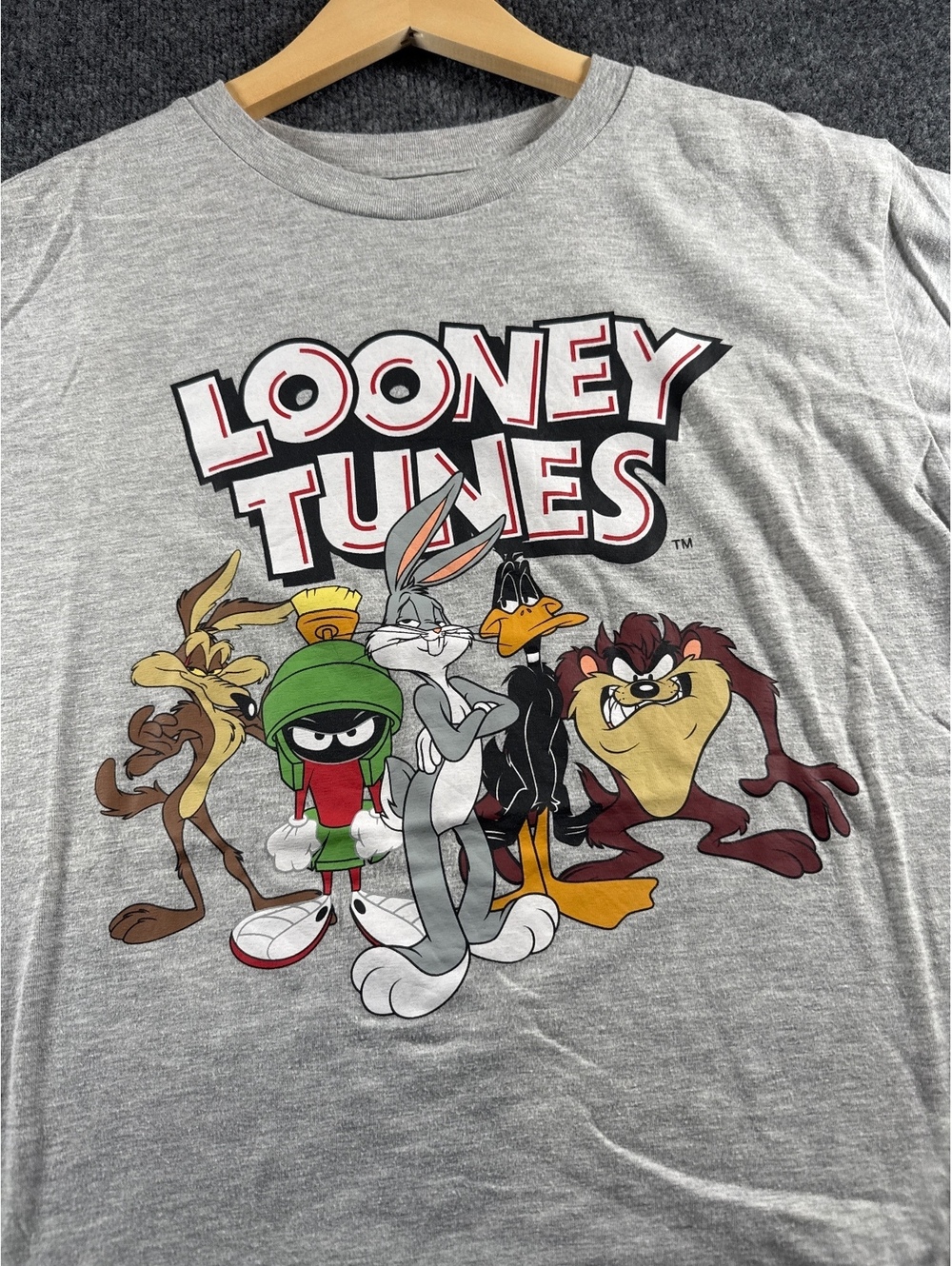Looney Tunes Bugs Bunny Daffy Duck Taz Cartoon Graphic T Shirt Mens XL Gray